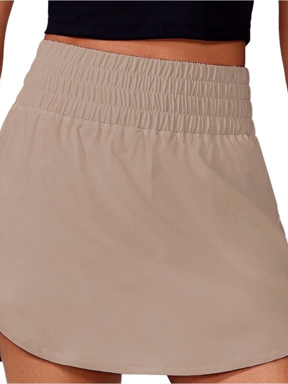 Women's Elastic Waist Active Skort in Beige
